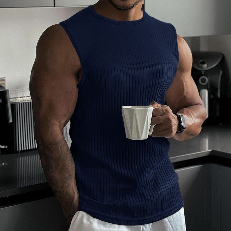 Hot Styles Custom Gym Quick Dry Fitness Sports Ribbed Tank Top Crew Neck Tank Tops In Bulk T-Shirts