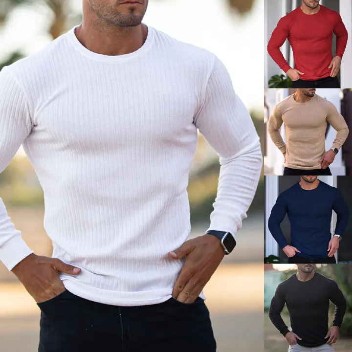 High Quality Custom screen printing t shirt Logo Plain Cotton Blend Round Neck Sportswear design Long Sleeve men T Shirt