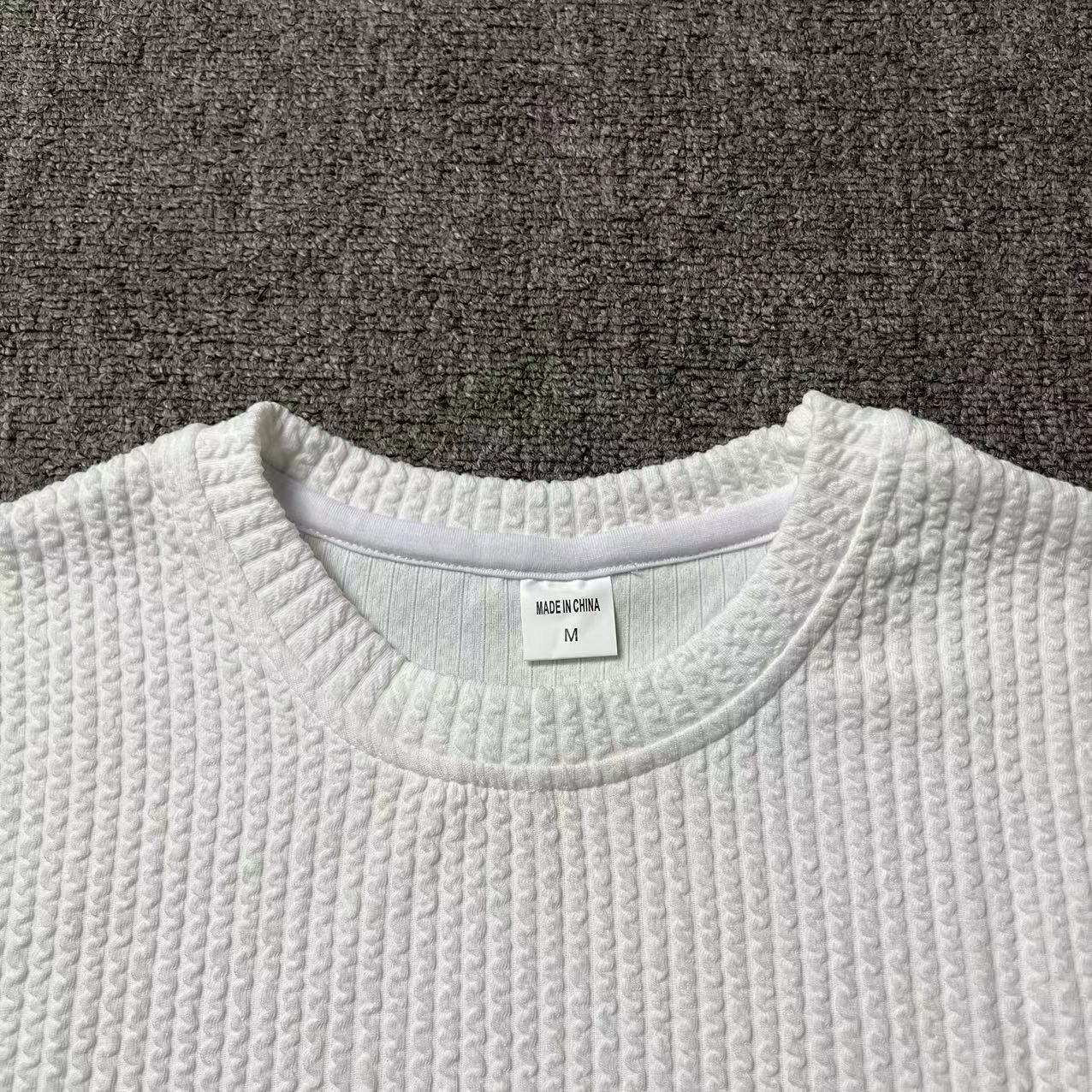 Latest custom waffle knit long sleeve Men's Hot T-shirt Cotton soft blank slim T-shirt