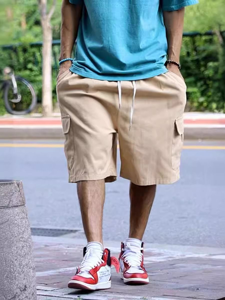 Wholesale High Quality Men's Trend Sport Running Shorts Casual Cotton Mid Waist Drawstring Soft Plus Size Pocketed Shorts Jeans