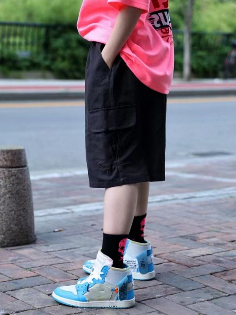 Wholesale High Quality Men's Trend Sport Running Shorts Casual Cotton Mid Waist Drawstring Soft Plus Size Pocketed Shorts Jeans