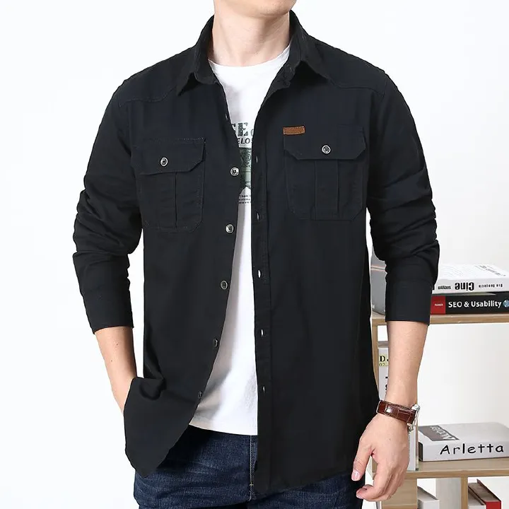 Men's Full Sleeve Tactical Cotton Shirt Men short POLO Sport Uniform Hiking Climbing Hunting Outdoor Casual Formal Dress tee   Coats