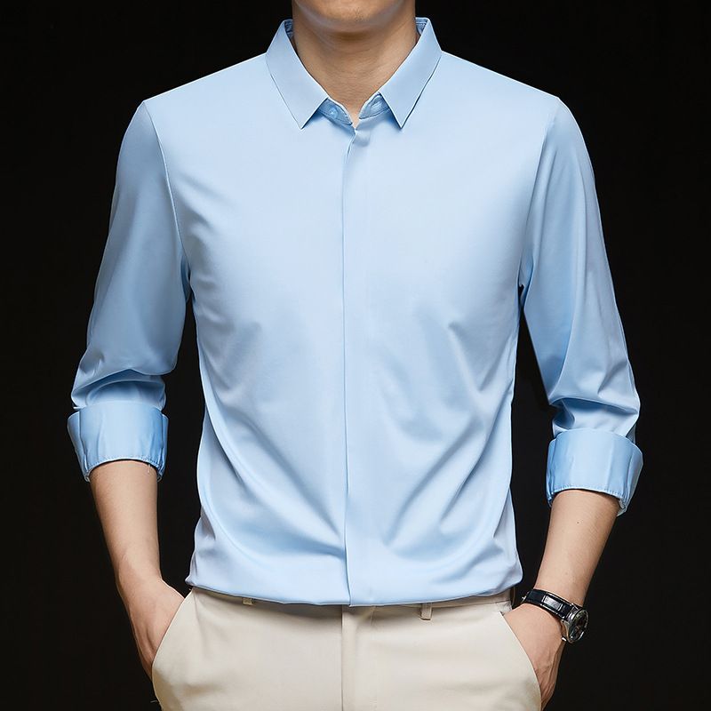 Mens casual slim fit dress shirts latest shirt design for men long sleeve cotton oem plain shirt