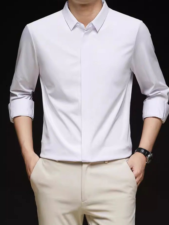 Mens casual slim fit dress shirts latest shirt design for men long sleeve cotton oem plain shirt