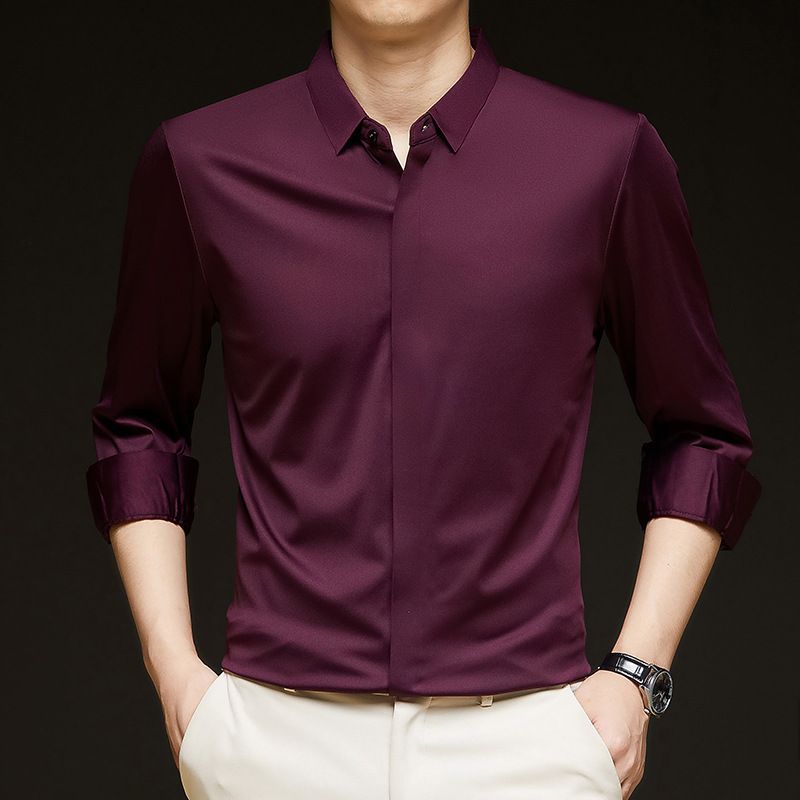 Mens casual slim fit dress shirts latest shirt design for men long sleeve cotton oem plain shirt