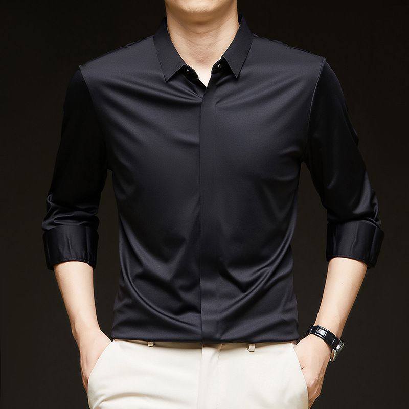 Mens casual slim fit dress shirts latest shirt design for men long sleeve cotton oem plain shirt