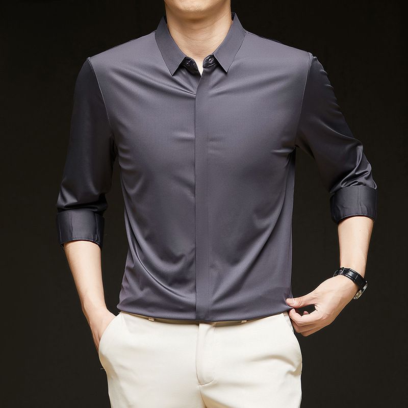 Mens casual slim fit dress shirts latest shirt design for men long sleeve cotton oem plain shirt