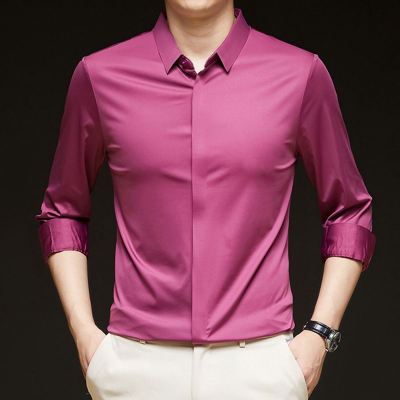 Mens casual slim fit dress shirts latest shirt design for men long sleeve cotton oem plain shirt