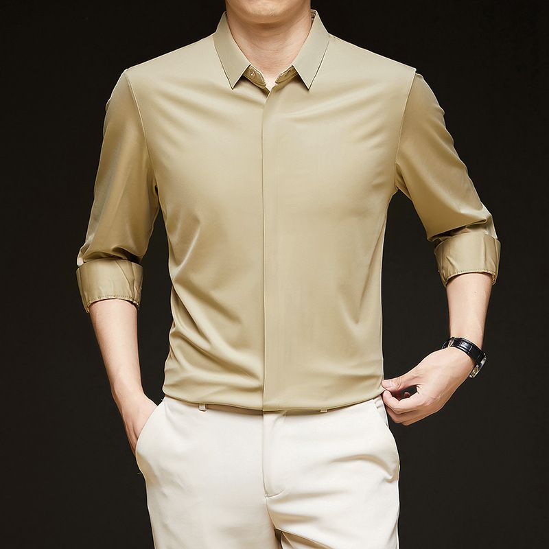 Mens casual slim fit dress shirts latest shirt design for men long sleeve cotton oem plain shirt