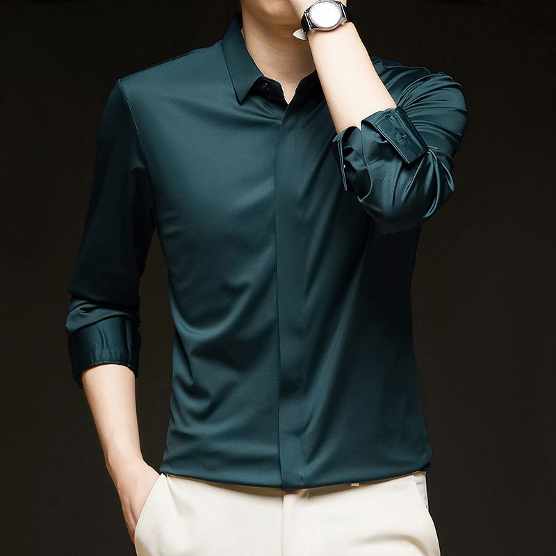 Mens casual slim fit dress shirts latest shirt design for men long sleeve cotton oem plain shirt