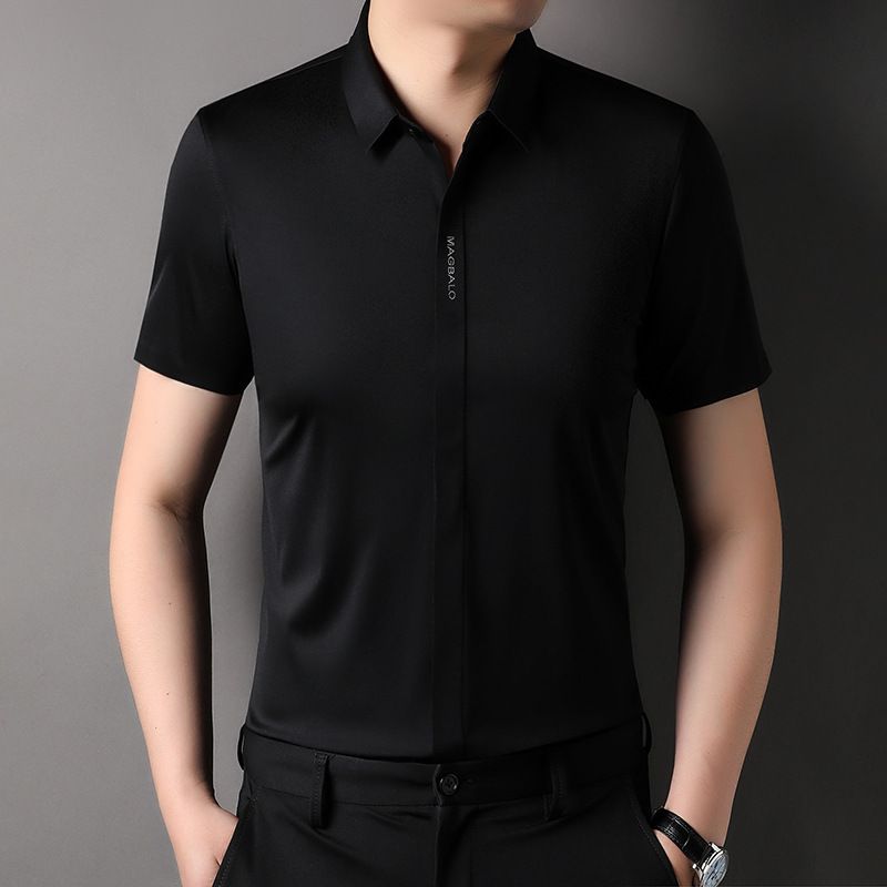 Summer fashion men's daily wear high-quality short sleeve plain button shirt cotton spandex shirt men  Shirts