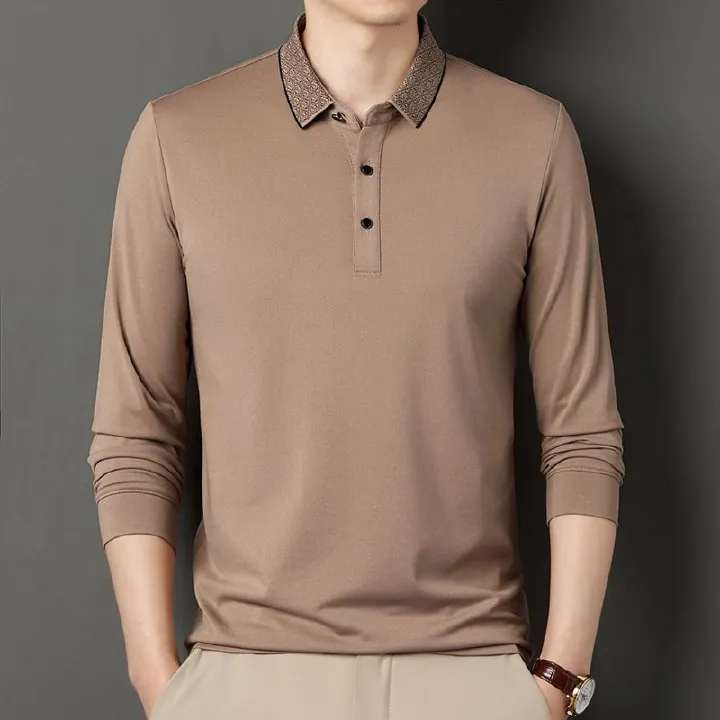 Cotton Blank Polo T Shirts Heavy Cotton Long Sleeve Tshirt For Men Clothes T-Shirts