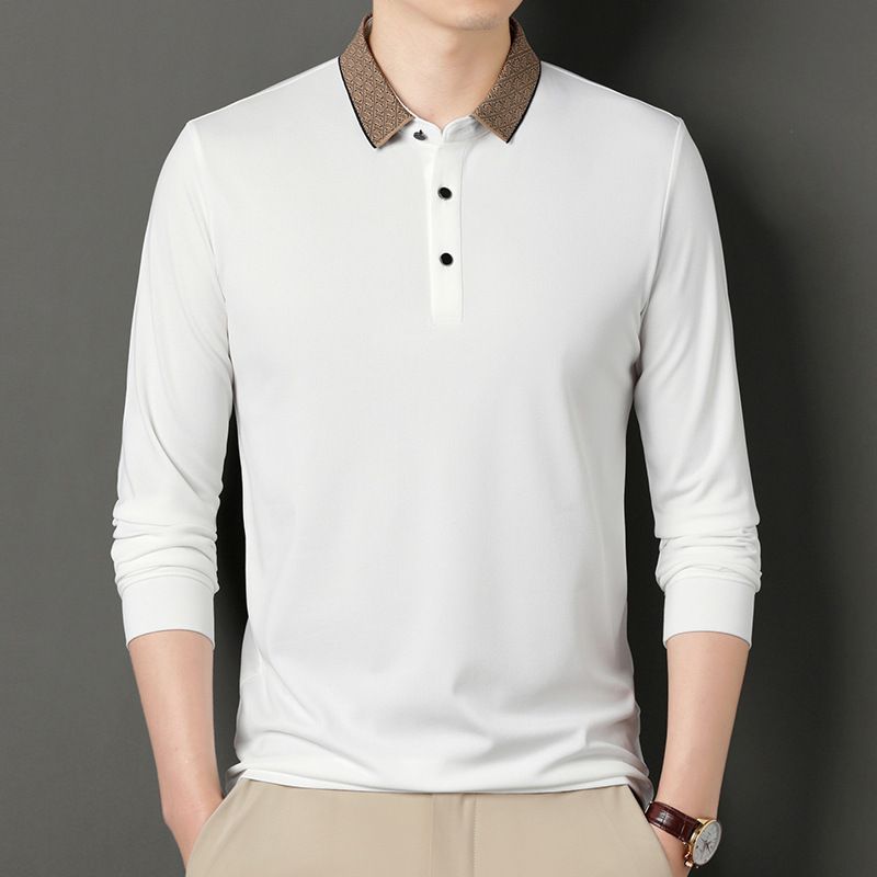 Cotton Blank Polo T Shirts Heavy Cotton Long Sleeve Tshirt For Men Clothes T-Shirts