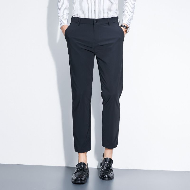 Men's fashion nine-point trousers Slim feet pants Men's non-iron straight-leg casual trousers Casual