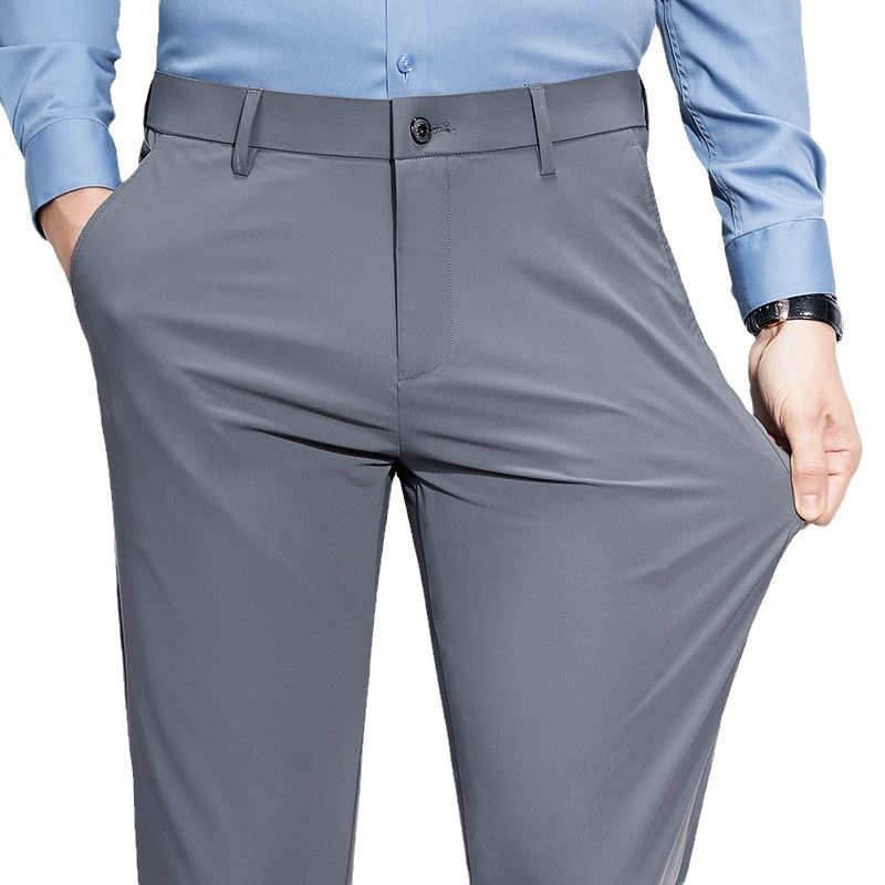 Men's fashion nine-point trousers Slim feet pants Men's non-iron straight-leg casual trousers Casual