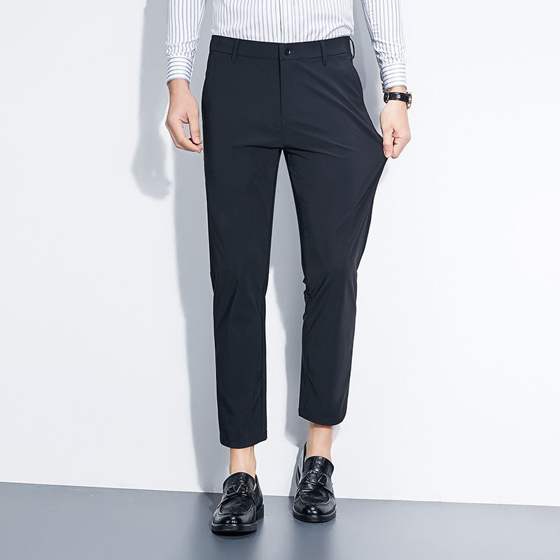 Men's fashion nine-point trousers Slim feet pants Men's non-iron straight-leg casual trousers Casual
