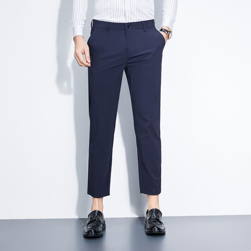 Men's fashion nine-point trousers Slim feet pants Men's non-iron straight-leg casual trousers Casual