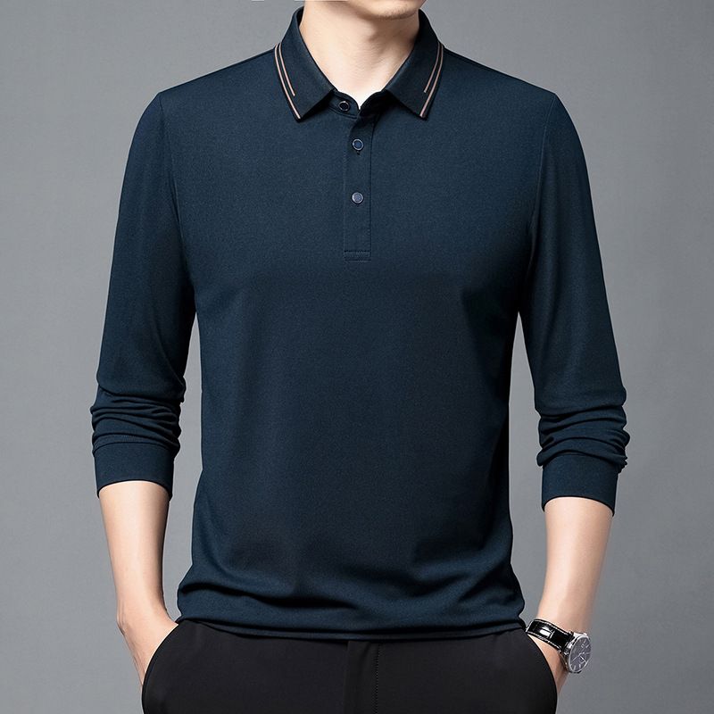 New Fashion High Quality Customized Logo Fit Micro Elastic Polo Shirt for Men Outdoor Golf Long Sleeve T-Shirts