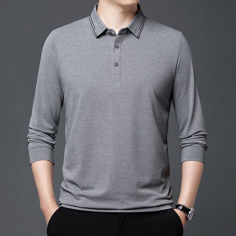 New Fashion High Quality Customized Logo Fit Micro Elastic Polo Shirt for Men Outdoor Golf Long Sleeve T-Shirts