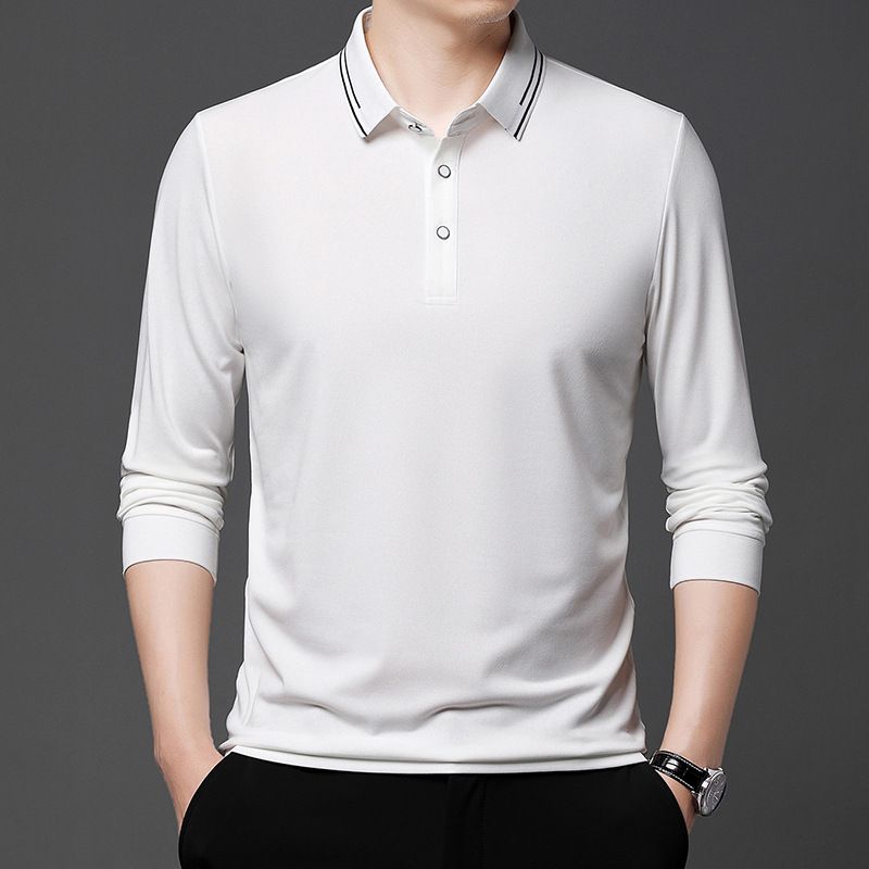 New Fashion High Quality Customized Logo Fit Micro Elastic Polo Shirt for Men Outdoor Golf Long Sleeve T-Shirts