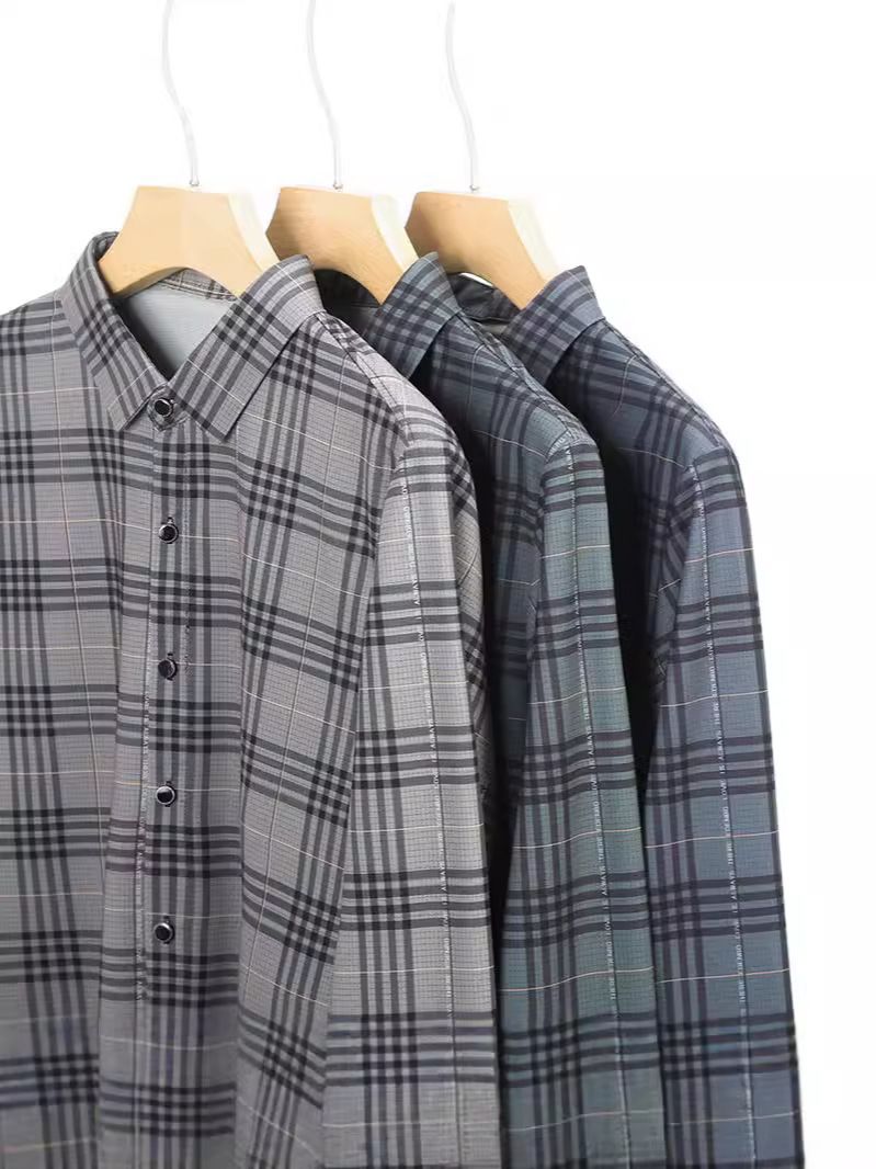 Plaid Shirts Polyester Viscose And Cotton casual shirt long sleeve For Man Shirts