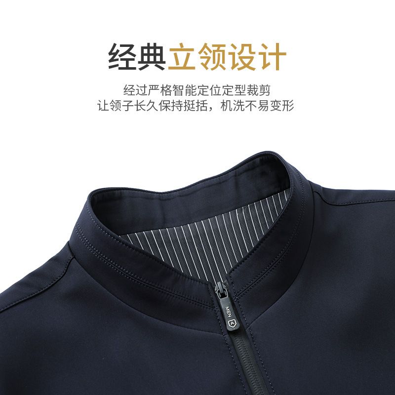 New spring and autumn jacket for middle-aged and elderly men's business and leisure middle-aged men's standing collar loose top Coats