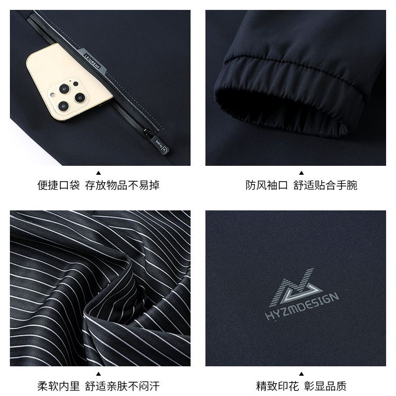New spring and autumn jacket for middle-aged and elderly men's business and leisure middle-aged men's standing collar loose top Coats