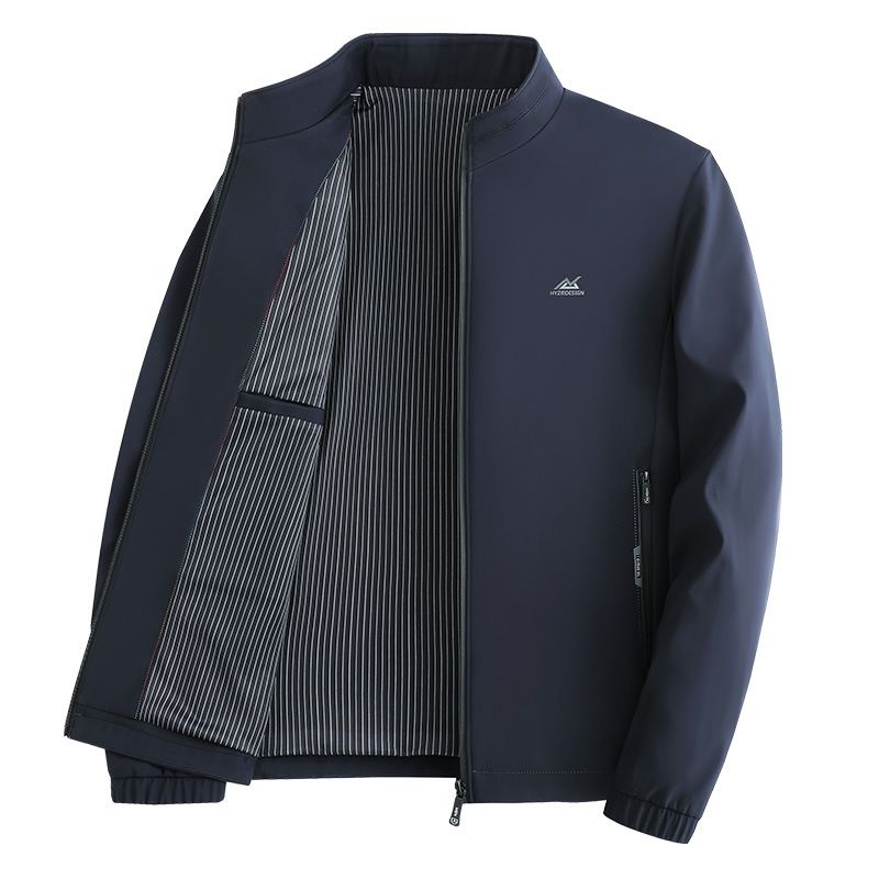 New spring and autumn jacket for middle-aged and elderly men's business and leisure middle-aged men's standing collar loose top Coats