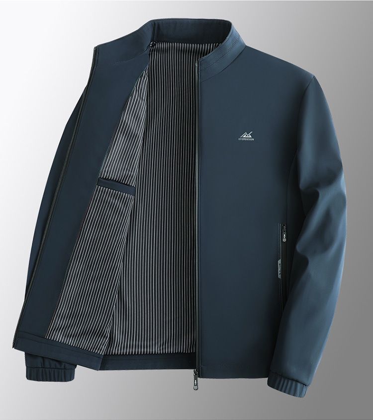 New spring and autumn jacket for middle-aged and elderly men's business and leisure middle-aged men's standing collar loose top Coats