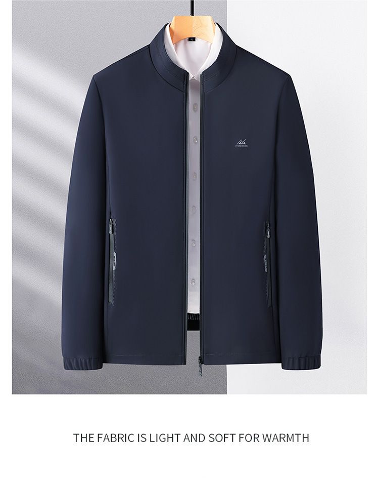 New spring and autumn jacket for middle-aged and elderly men's business and leisure middle-aged men's standing collar loose top Coats