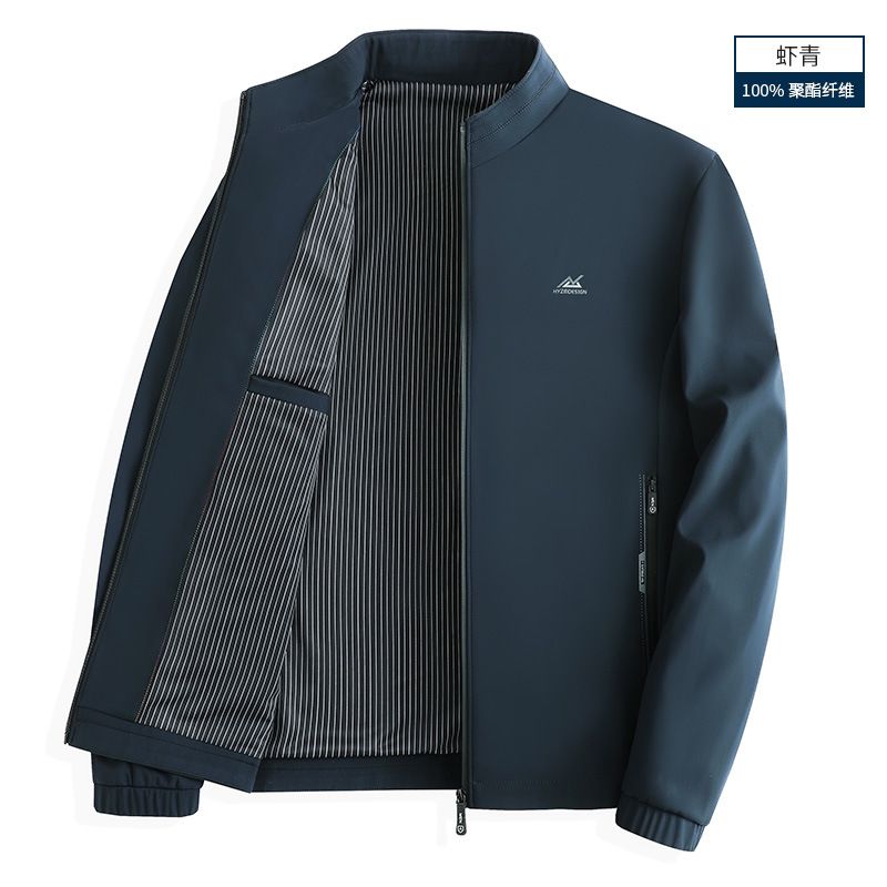 New spring and autumn jacket for middle-aged and elderly men's business and leisure middle-aged men's standing collar loose top Coats