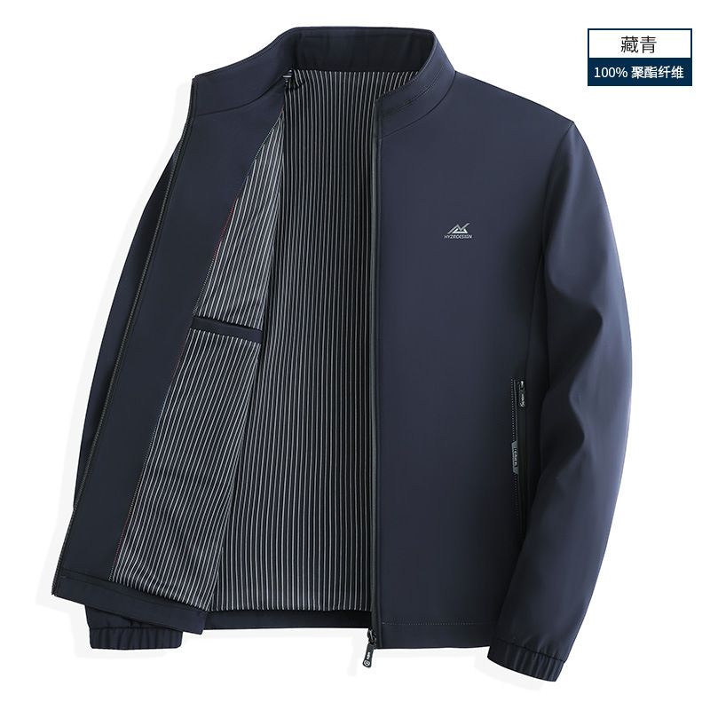 New spring and autumn jacket for middle-aged and elderly men's business and leisure middle-aged men's standing collar loose top Coats