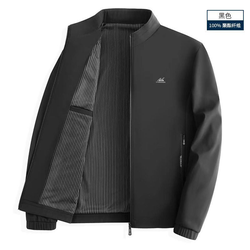 New spring and autumn jacket for middle-aged and elderly men's business and leisure middle-aged men's standing collar loose top Coats