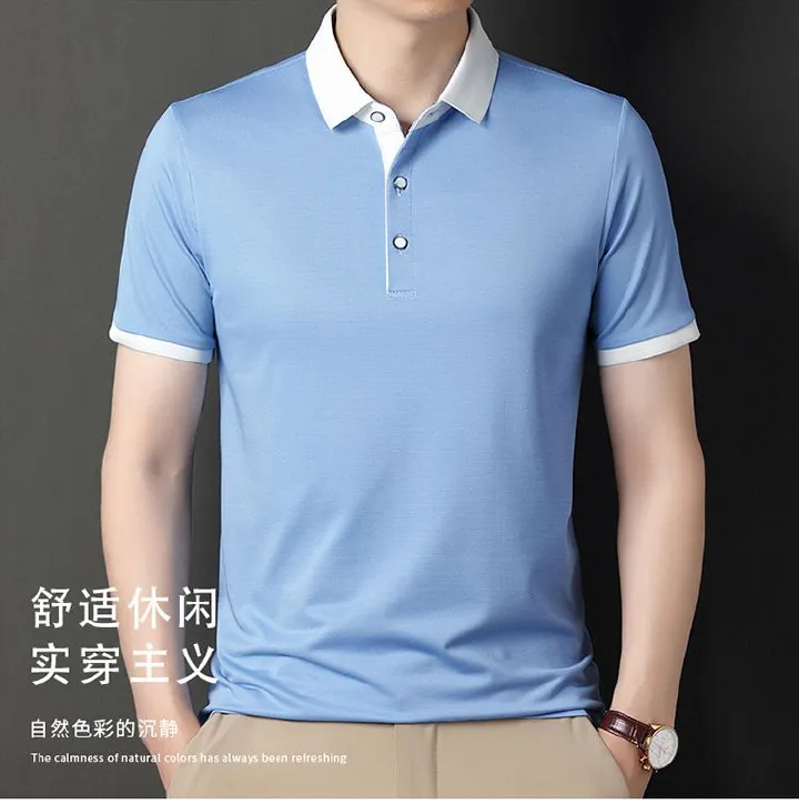 Men's Blank Golf Polo T Shirts Embroidered Logo Plain Men's Short Sleeve Casual Polo T Shirts striped collar T-Shirts