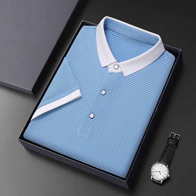 Men's Blank Golf Polo T Shirts Embroidered Logo Plain Men's Short Sleeve Casual Polo T Shirts striped collar T-Shirts
