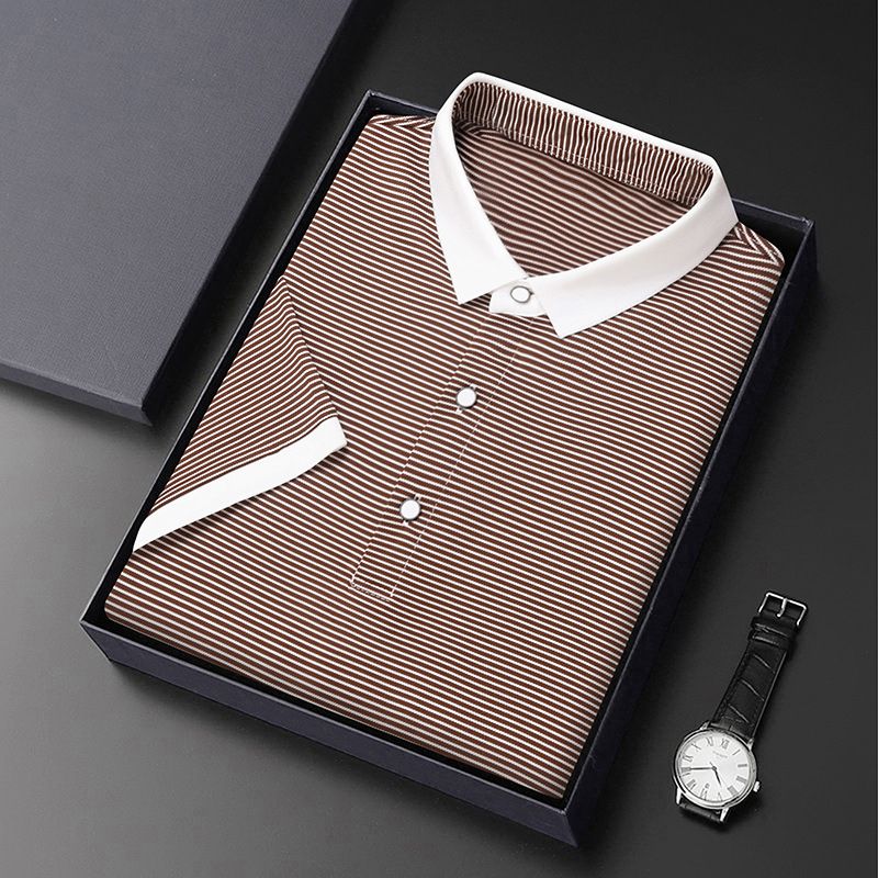 Men's Blank Golf Polo T Shirts Embroidered Logo Plain Men's Short Sleeve Casual Polo T Shirts striped collar T-Shirts