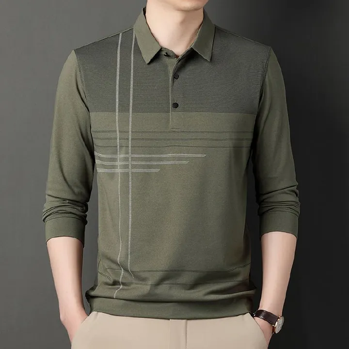 High Quality Pique cotton Muscle Polo Tee Stretch Long Sleeve Workout Tee Casual Men Slim Fit Polo Shirt Custom   T-Shirts