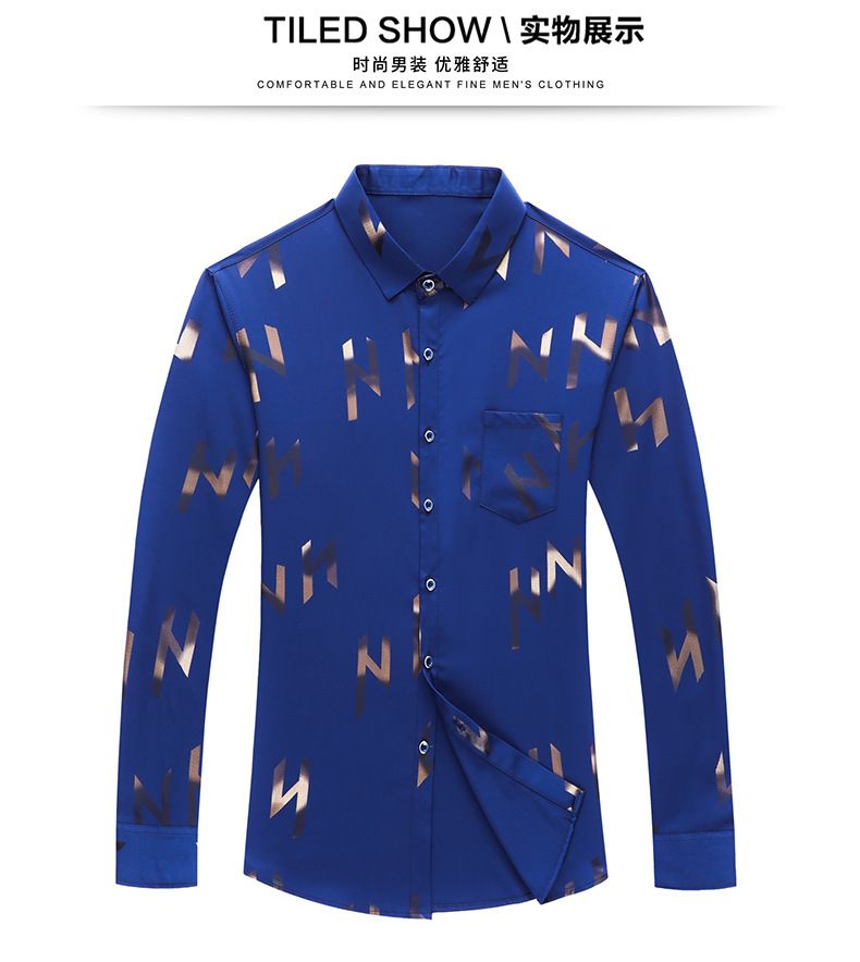 Latest Design Men Business Plaid Shirt Long Sleeve Shirt Brand Formal Cotton Printing Men Dress Shirt