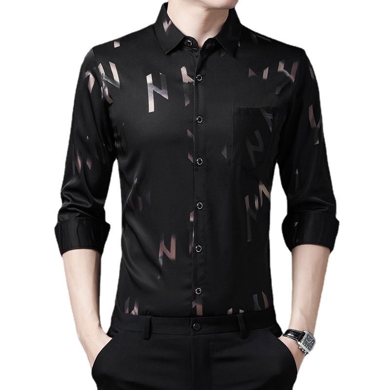 Latest Design Men Business Plaid Shirt Long Sleeve Shirt Brand Formal Cotton Printing Men Dress Shirt