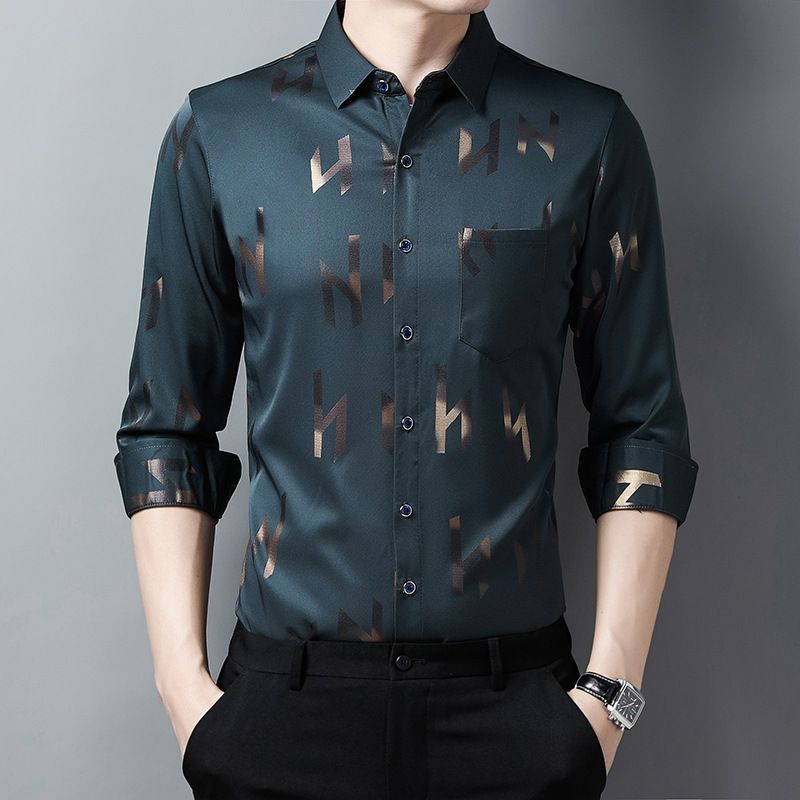 Latest Design Men Business Plaid Shirt Long Sleeve Shirt Brand Formal Cotton Printing Men Dress Shirt