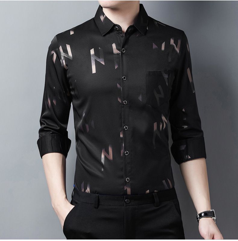 Latest Design Men Business Plaid Shirt Long Sleeve Shirt Brand Formal Cotton Printing Men Dress Shirt