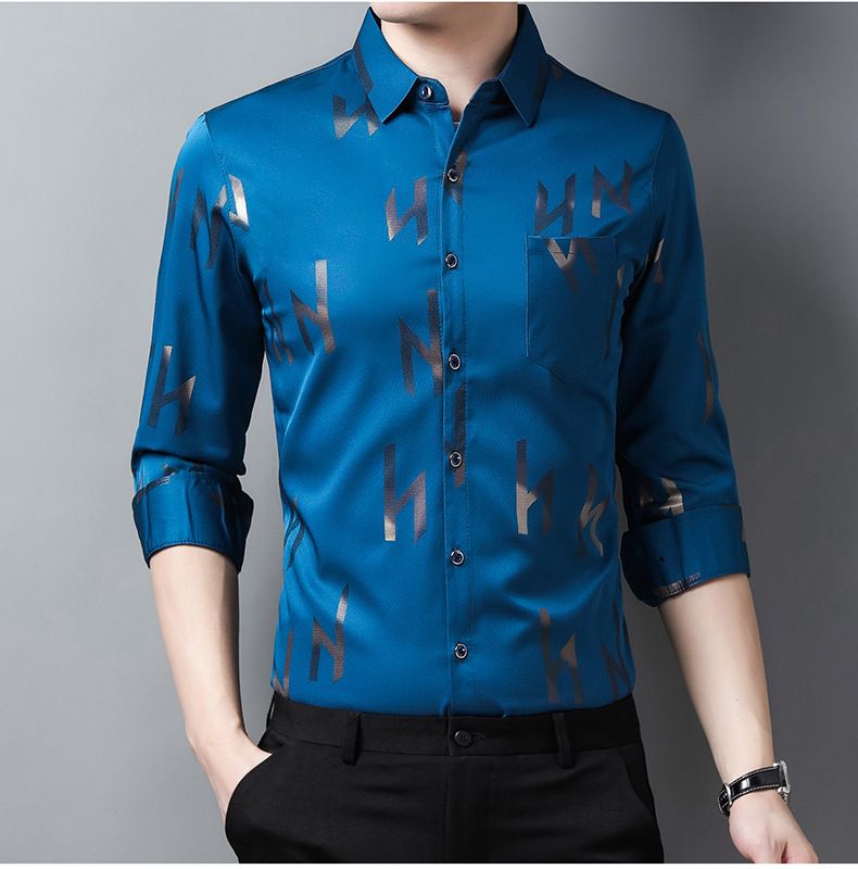 Latest Design Men Business Plaid Shirt Long Sleeve Shirt Brand Formal Cotton Printing Men Dress Shirt