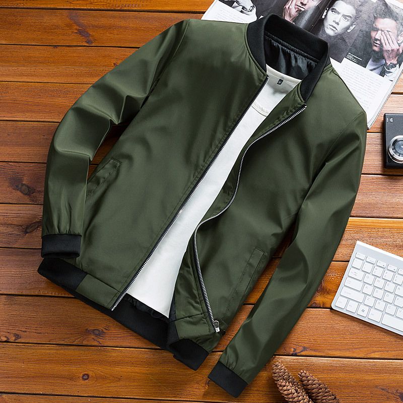 Men's Jacket Spring And Autumn Solid Color Coat Men's Teenager Large Size Jacket Men's Wear Jackets