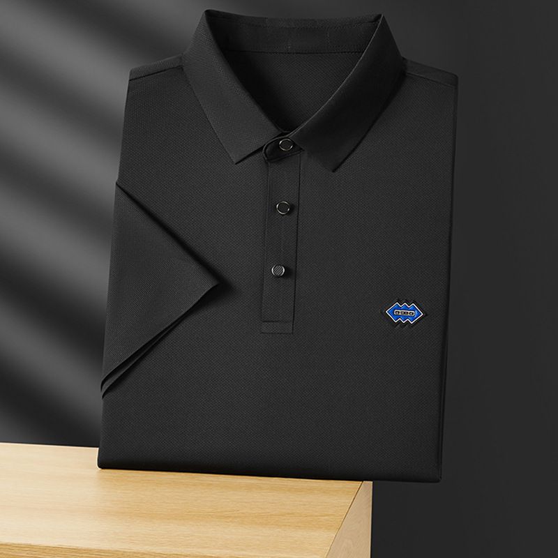 Summer 78% Nylon 22% Spandex Polo Shirt Golf Sport Breathable work Clothes High Quality Laminated Badge T Shirt for Men  T-Shirts