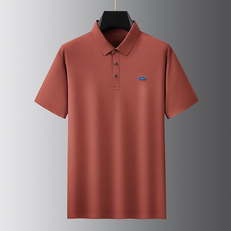 Summer 78% Nylon 22% Spandex Polo Shirt Golf Sport Breathable work Clothes High Quality Laminated Badge T Shirt for Men  T-Shirts