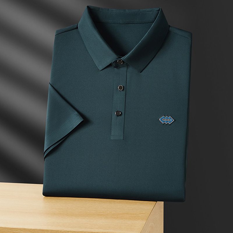 Summer 78% Nylon 22% Spandex Polo Shirt Golf Sport Breathable work Clothes High Quality Laminated Badge T Shirt for Men  T-Shirts