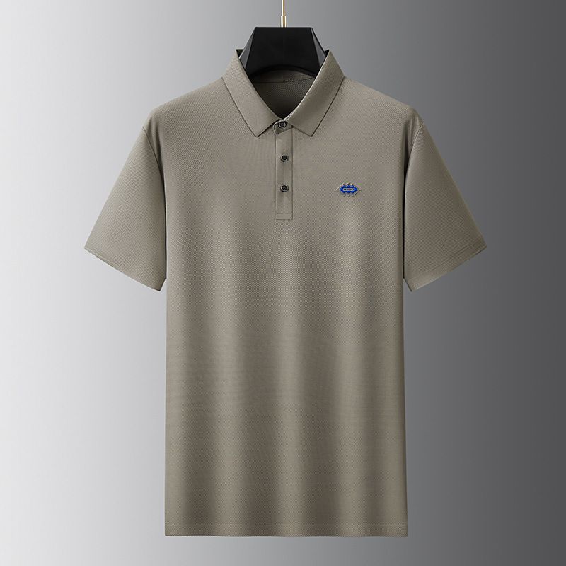Summer 78% Nylon 22% Spandex Polo Shirt Golf Sport Breathable work Clothes High Quality Laminated Badge T Shirt for Men  T-Shirts