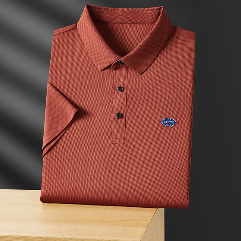Summer 78% Nylon 22% Spandex Polo Shirt Golf Sport Breathable work Clothes High Quality Laminated Badge T Shirt for Men  T-Shirts