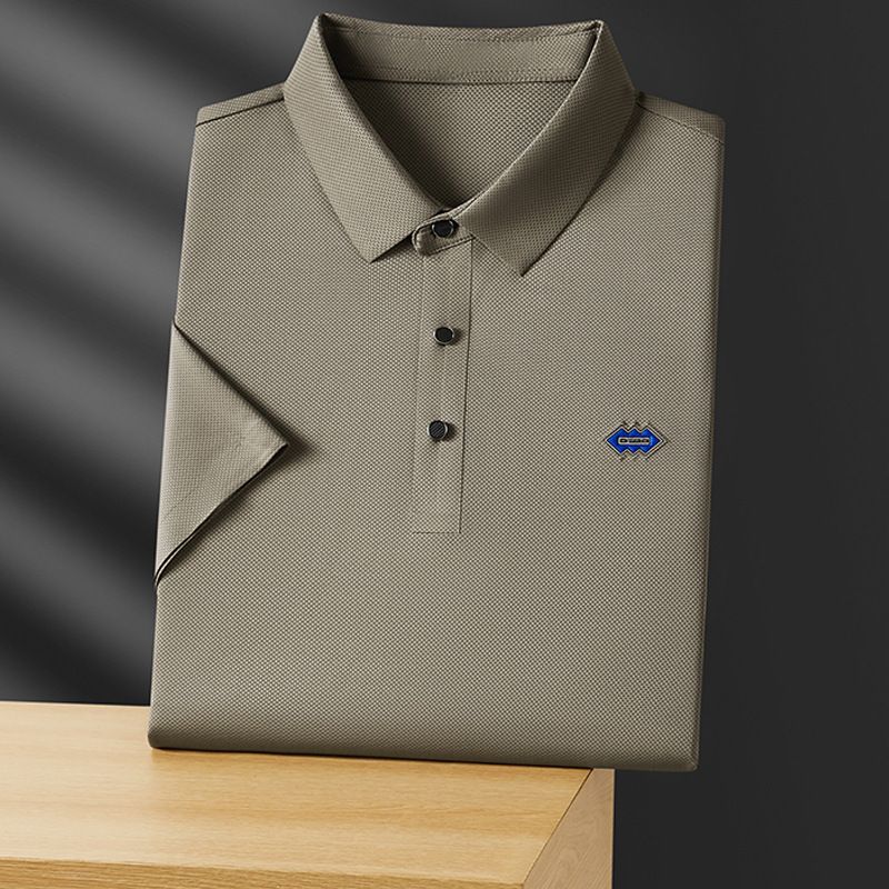 Summer 78% Nylon 22% Spandex Polo Shirt Golf Sport Breathable work Clothes High Quality Laminated Badge T Shirt for Men  T-Shirts