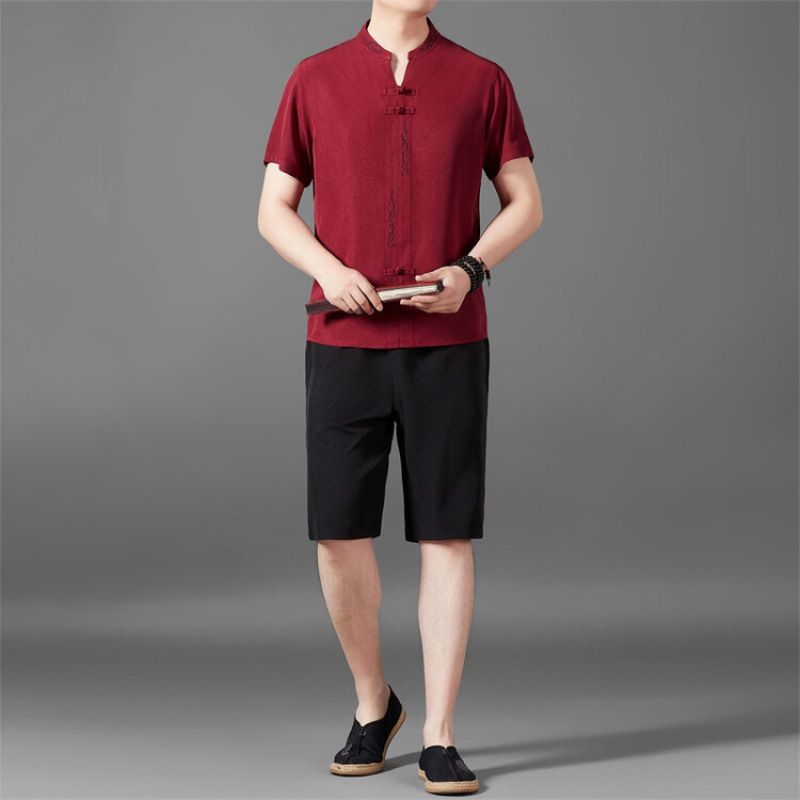 New Men's Thin Linen Suit Summer Chinese Loose Large Cotton And Linen 2 Pieces set  Two-Piece Outfits